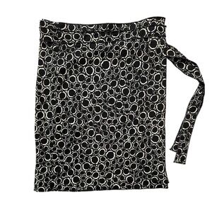 Kenneth Cole New York Y2K Circle Print Wrap Pull on Skirt Black White Size XS
